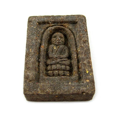 IBODHI THAI BUDDHIST LUANG PHOR THUAD GOOD LUCK TALISMAN & PROTECTION AMULET, CLAY & GOLD DUST